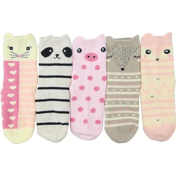 Comfortable Fashion Cotton Crew Socks for Kids - Pack of 5 - Image 3