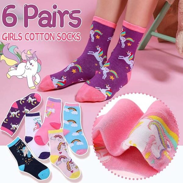 Cute Cartoon Animal Socks for Girls - 6-Pack Crew Socks - Image 2