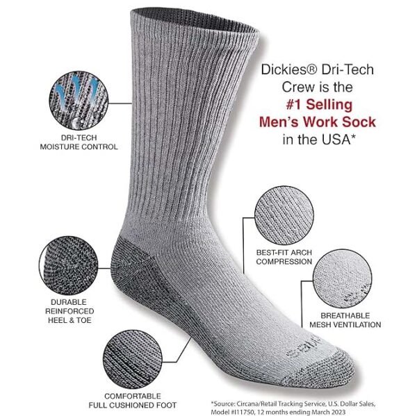 Dickies Men's Dri-tech Crew Socks: Ultimate Comfort Multipack - Image 2