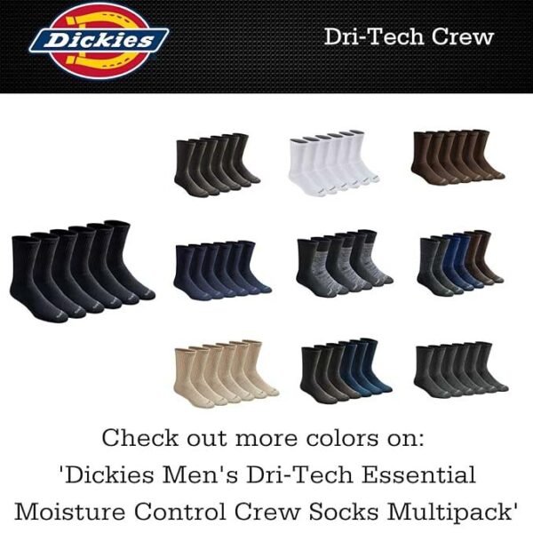 Dickies Men's Dri-tech Crew Socks: Ultimate Comfort Multipack - Image 3