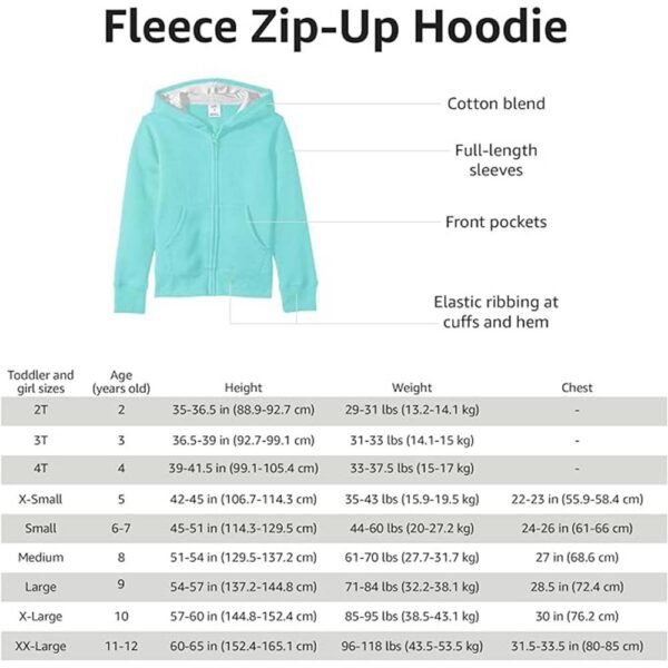 Amazon Essentials and Toddlers Girls Fleece Zip-Up Hoodie - Image 4