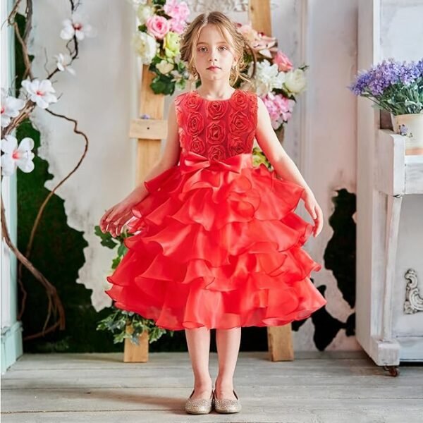 Kids Ruffles Lace Party Wedding Dresses - Image 3