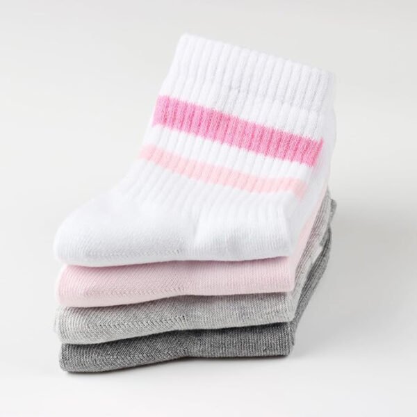 Pink And White Crew Socks