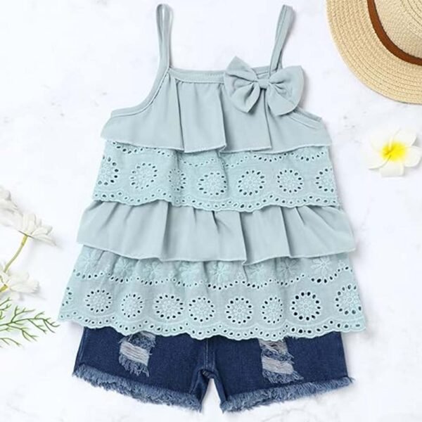 Hipea Toddler Baby Girls Summer Clothes Outfits Ruffle Camisole Spot Dot - Image 2