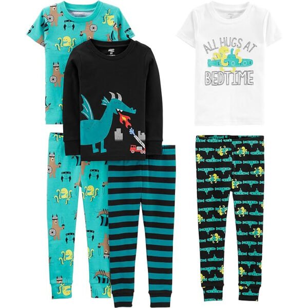 Comfort & Style Carter's Boys' 6-Piece Snug Fit Cotton Pajama Set - Image 2