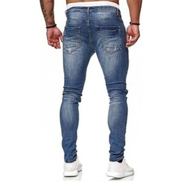 Men's Stretch Destroyed Ripped Skinny Jeans - Image 3