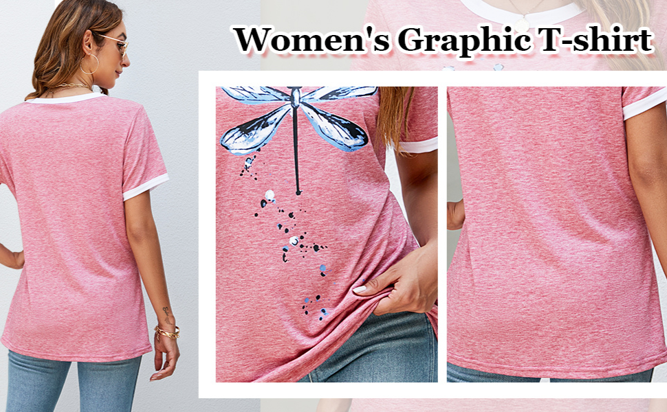 stylish Women Graphic Tees Casual Summer T Shirt