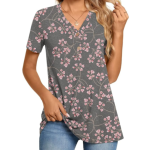 Stylish Women's Henley Tunic Tops Button Up Fashion