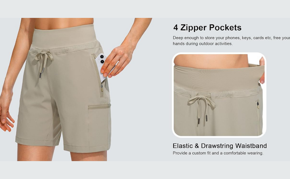 Stylish Women's Hiking Cargo Shorts with Zipper Pockets 