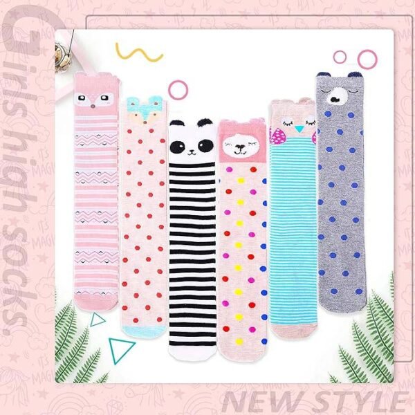 Fun & Whimsical Kids Girls Knee High Socks - 6 Pairs - Image 2