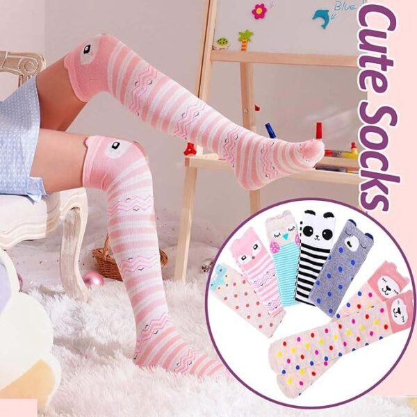 Fun & Whimsical Kids Girls Knee High Socks - 6 Pairs - Image 3