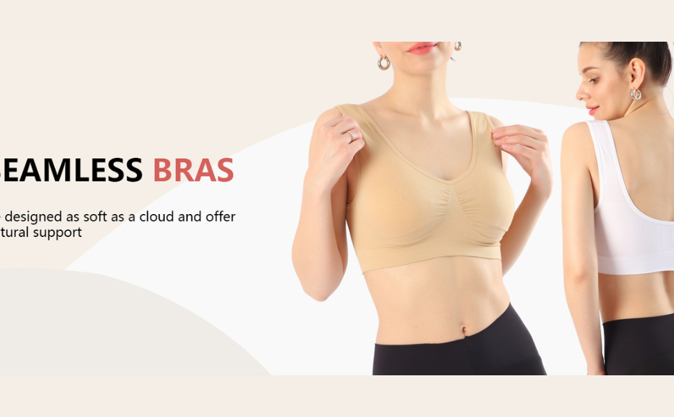 AKAMC Women's Sports Bra Wireless Post