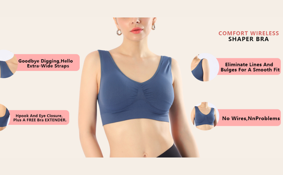 AKAMC Women's Sports Bra Wireless Post