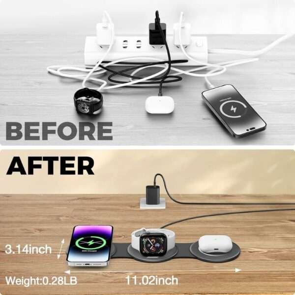 3 in 1 Charging Station for Apple Multiple Devices, Foldable Travel Wireless Charger - Image 3