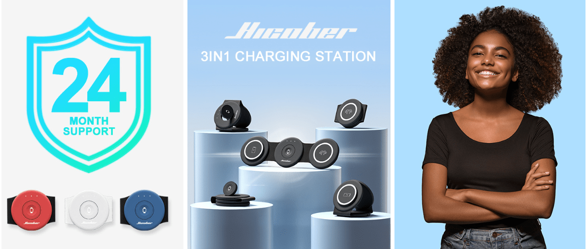 Hicober 3 in 1 Wireless Charging Station for iPhone 15 